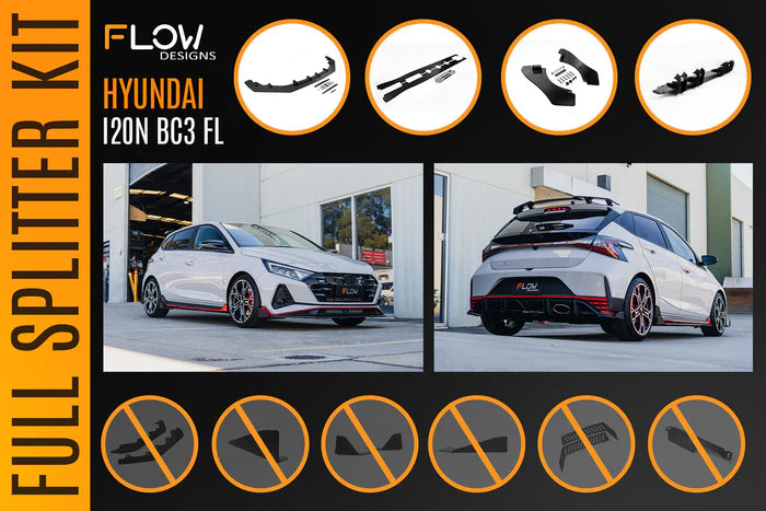 Flow Designs Hyundai i20N BC3 FL - Full Lip Splitter Set