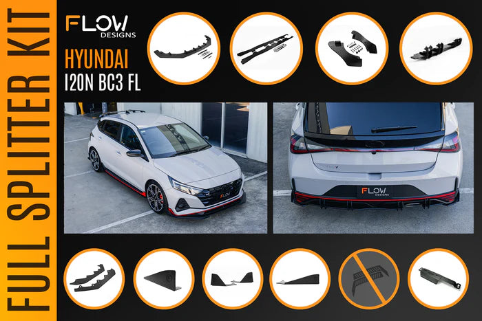 Flow Designs Hyundai i20N BC3 FL - Full Lip Splitter Set