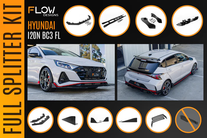 Flow Designs Hyundai i20N BC3 FL - Full Lip Splitter Set