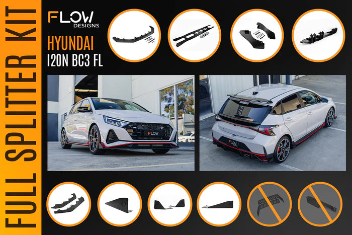 Flow Designs Hyundai i20N BC3 FL - Full Lip Splitter Set