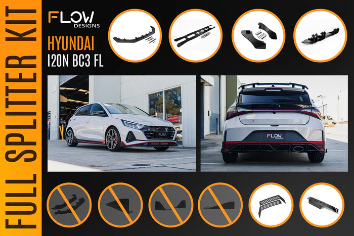 Flow Designs Hyundai i20N BC3 FL - Full Lip Splitter Set