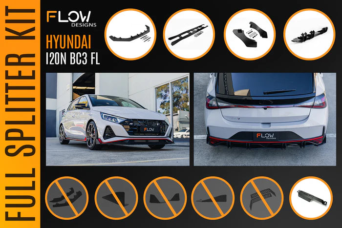 Flow Designs Hyundai i20N BC3 FL - Full Lip Splitter Set