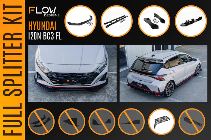 Flow Designs Hyundai i20N BC3 FL - Full Lip Splitter Set
