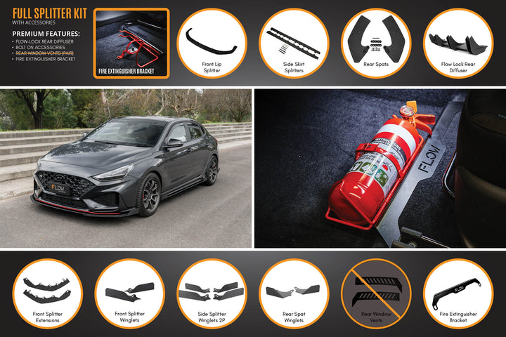 Flow Designs Hyundai i30N Fastback PD FL (2022+) Full Lip Splitter Set