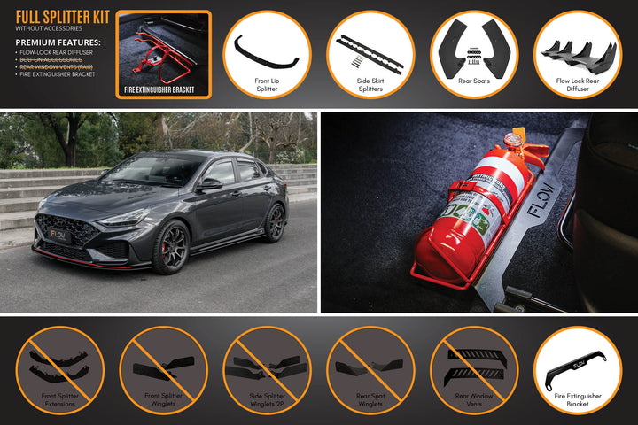 Flow Designs Hyundai i30N Fastback PD FL (2022+) Full Lip Splitter Set