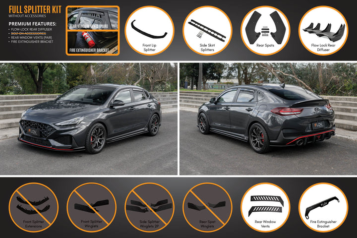Flow Designs Hyundai i30N Fastback PD FL (2022+) Full Lip Splitter Set