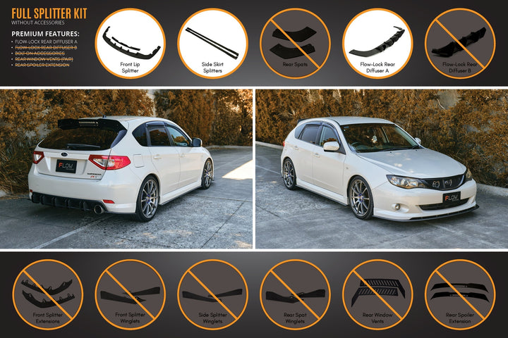 Flow Designs Subaru Impreza G3 WRX/RS Hatch PFL Full Lip Splitter Set