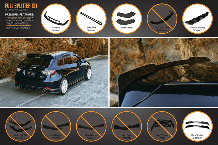 Flow Designs Subaru Impreza G3 WRX/RS Hatch PFL Full Lip Splitter Set