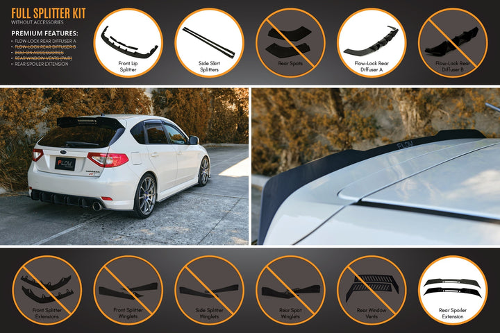 Flow Designs Subaru Impreza G3 WRX/RS Hatch PFL Full Lip Splitter Set