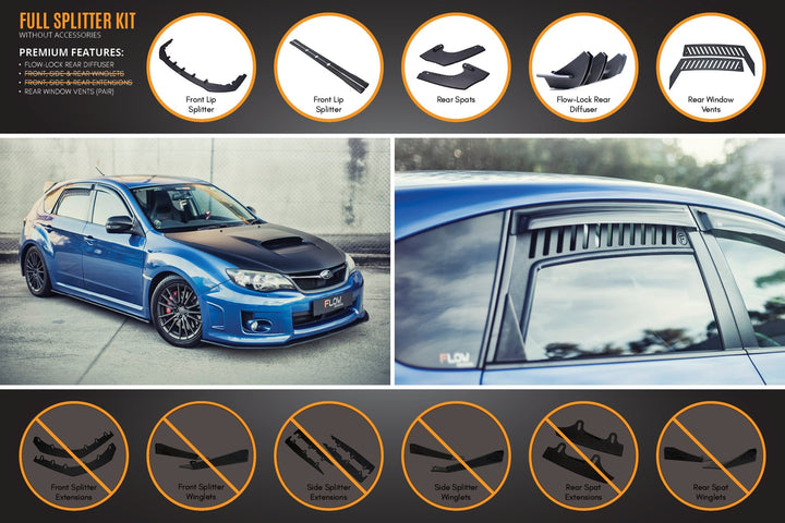 Flow Designs Subaru Impreza G3 WRX/STi Hatch FL Full Lip Splitter Set