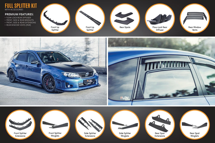 Flow Designs Subaru Impreza G3 WRX/STi Hatch FL Full Lip Splitter Set
