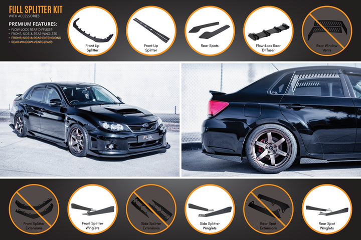 Flow Designs Subaru Impreza G3 WRX/STi FL Sedan Full Lip Splitter Set