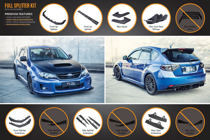 Flow Designs Subaru Impreza G3 WRX/STi Hatch FL Full Lip Splitter Set