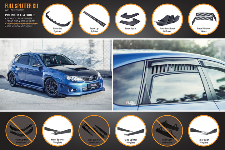 Flow Designs Subaru Impreza G3 WRX/STi Hatch FL Full Lip Splitter Set