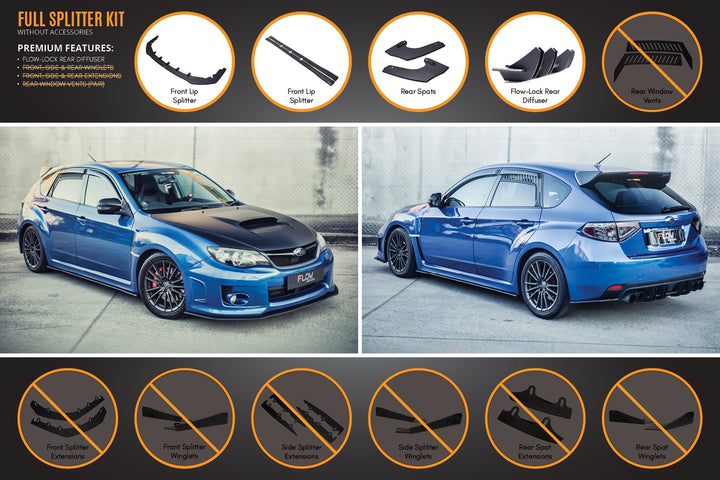 Flow Designs Subaru Impreza G3 WRX/STi Hatch FL Full Lip Splitter Set