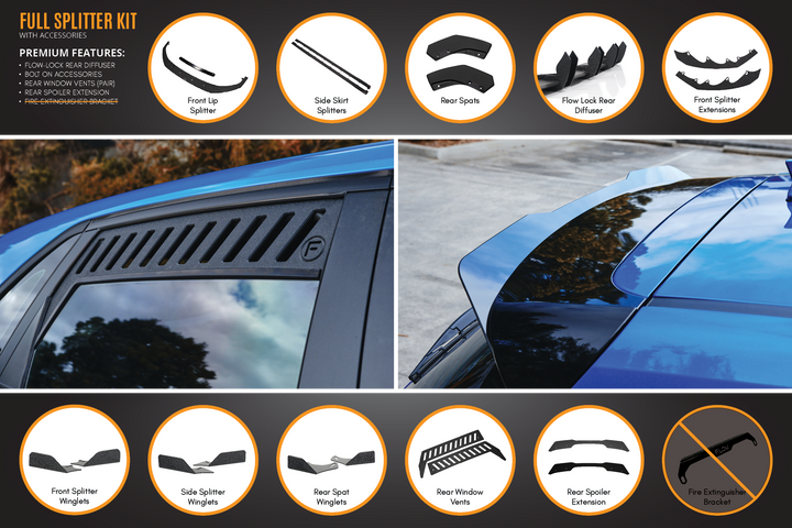 Flow Designs Hyundai i30 SR Hatch (2017-2018) Full Lip Splitter Set