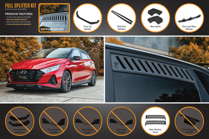 Flow Designs Hyundai i20N BC3 PFL Full Lip Splitter Set