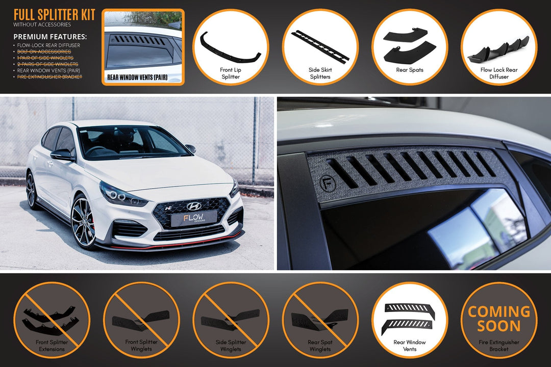 Flow Designs Hyundai i30N Fastback PD Full Lip Splitter Set