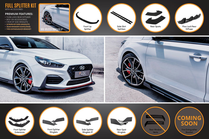 Flow Designs Hyundai i30N Fastback PD Full Lip Splitter Set