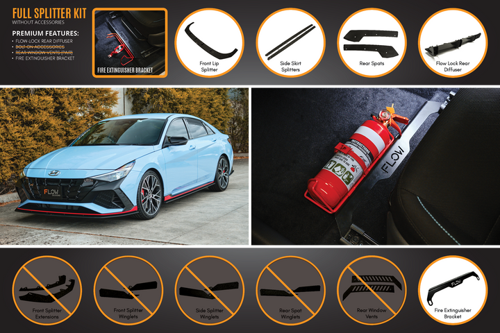 Flow Designs Hyundai CN7 i30N Sedan (2021-2023) Full Lip Splitter Set