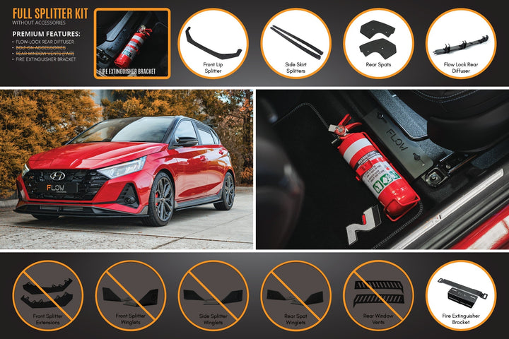 Flow Designs Hyundai i20N BC3 PFL Full Lip Splitter Set