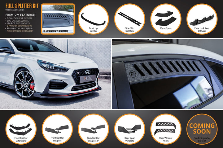 Flow Designs Hyundai i30N Fastback PD Full Lip Splitter Set