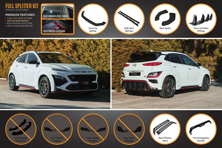 Flow Designs Hyundai Kona N Full Lip Splitter Set