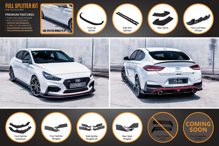 Flow Designs Hyundai i30N Fastback PD Full Lip Splitter Set