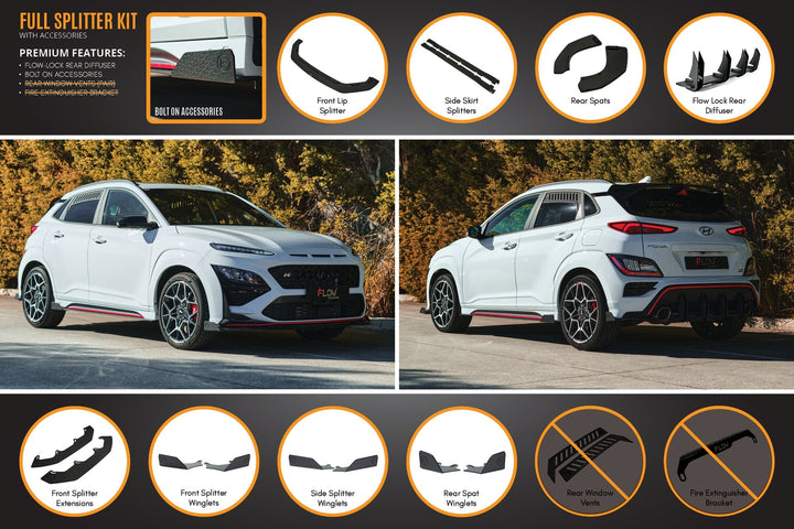 Flow Designs Hyundai Kona N Full Lip Splitter Set