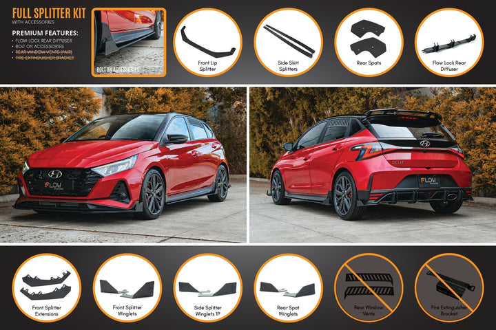 Flow Designs Hyundai i20N BC3 PFL Full Lip Splitter Set