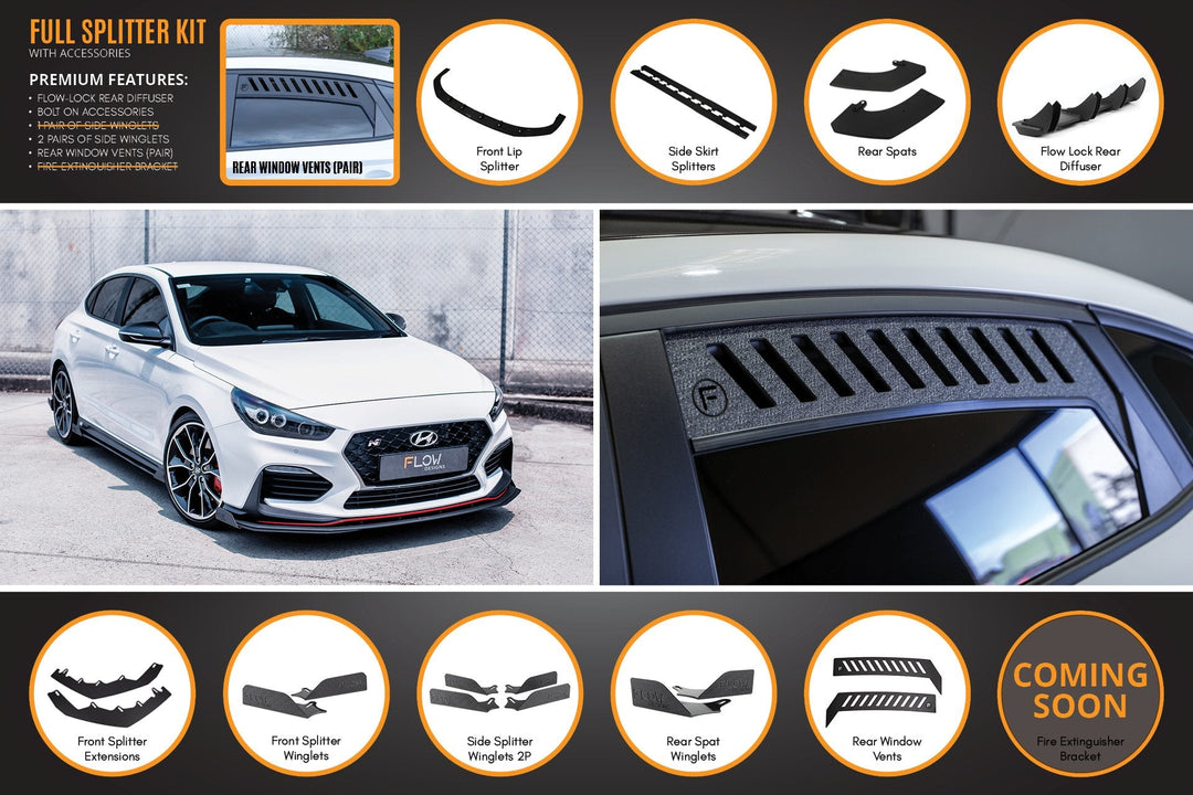 Flow Designs Hyundai i30N Fastback PD Full Lip Splitter Set
