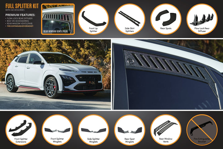 Flow Designs Hyundai Kona N Full Lip Splitter Set