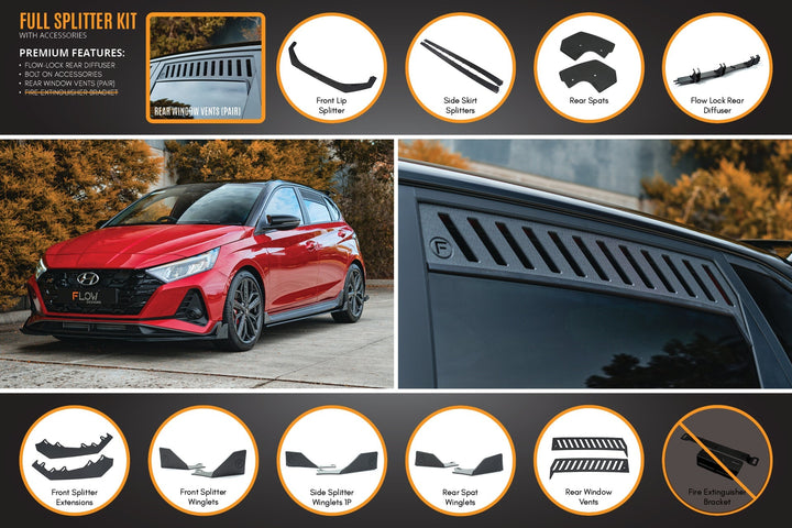 Flow Designs Hyundai i20N BC3 PFL Full Lip Splitter Set