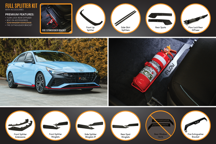 Flow Designs Hyundai CN7 i30N Sedan (2021-2023) Full Lip Splitter Set