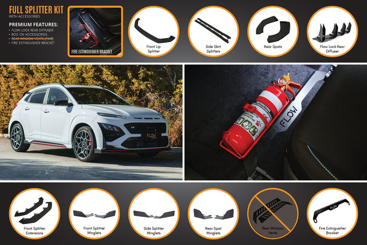 Flow Designs Hyundai Kona N Full Lip Splitter Set