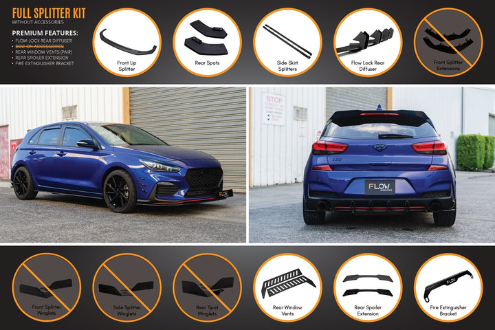 Flow Designs Hyundai i30 N Line Hatch PD (2018+) Full Splitter Lip Set
