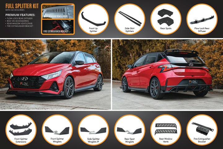 Flow Designs Hyundai i20N BC3 PFL Full Lip Splitter Set