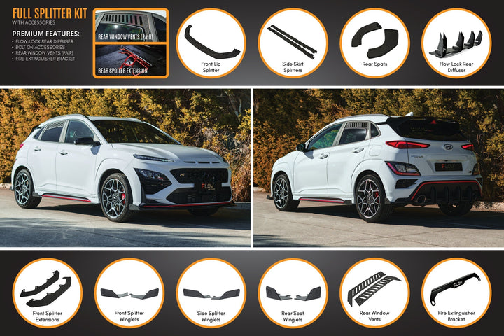 Flow Designs Hyundai Kona N Full Lip Splitter Set