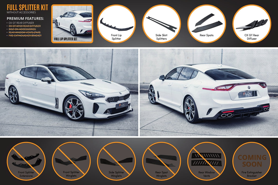 Flow Designs Kia Stinger CK GT Full Lip Splitter Set
