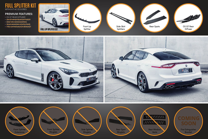 Flow Designs Kia Stinger CK GT Full Lip Splitter Set