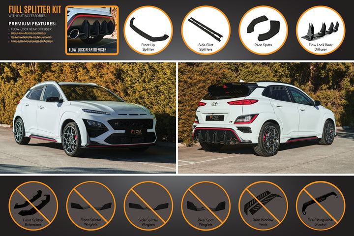 Flow Designs Hyundai Kona N Full Lip Splitter Set