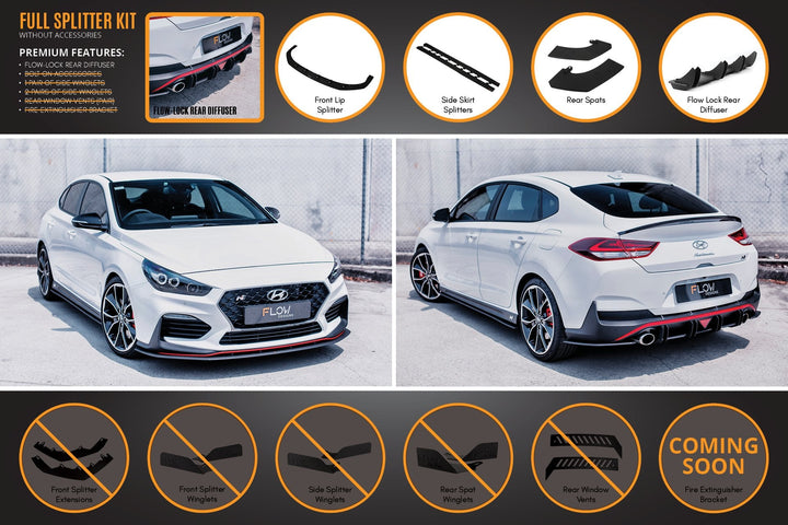 Flow Designs Hyundai i30N Fastback PD Full Lip Splitter Set