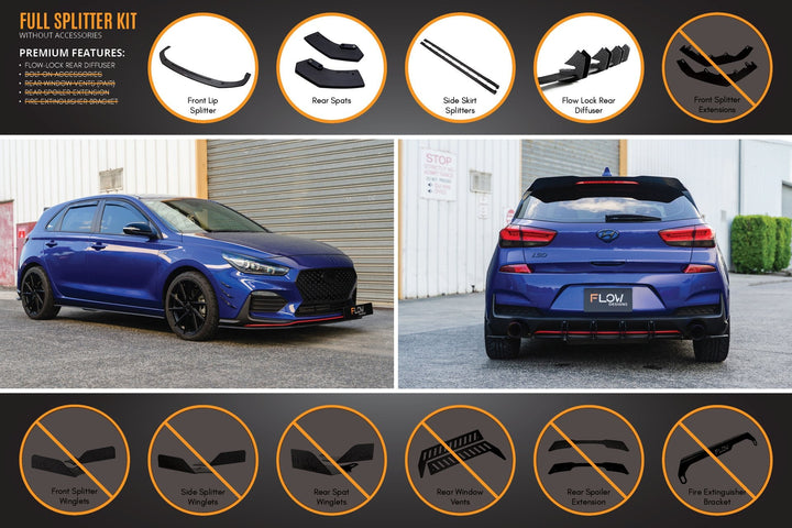 Flow Designs Hyundai i30 N Line Hatch PD (2018+) Full Splitter Lip Set