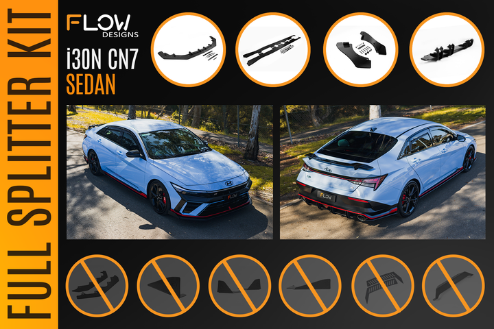 CN7 V2 i30N Sedan FL 2024+ Full Lip Splitter Set