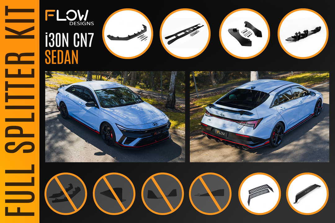CN7 V2 Elantra N Sedan Facelift V2 - 2024+ Full Lip Splitter Set