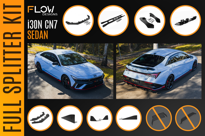 CN7 V2 Elantra N Sedan Facelift V2 - 2024+ Full Lip Splitter Set