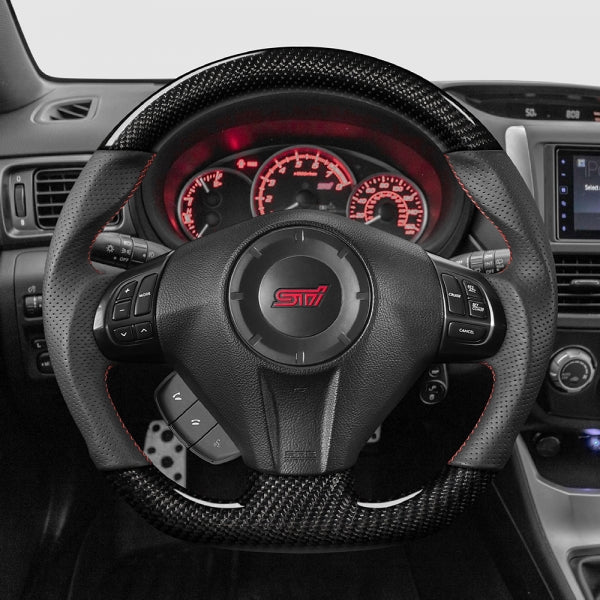 CEEHOR D-Shape Steering Wheel (Carbon + Leather/Suede) For Subaru Impreza WRX/STI G3 2008-2013