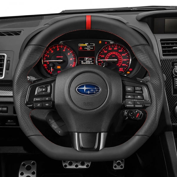 CEEHOR D-Shape Steering Wheel (Leather + Leather) For Subaru WRX/STI VA 2015-2021