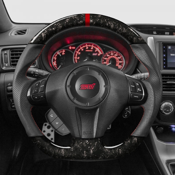 CEEHOR D-Shape Steering Wheel (Forged + Leather/Suede) For Subaru Impreza WRX/STI G3 2008-2013