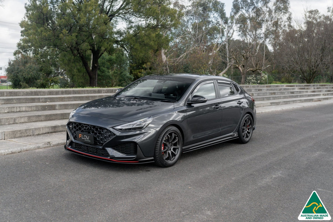 Flow Designs i30N Fastback PD FL (2022+) Front Lip Splitter & Reinforcement Brackets [GLOSS BLACK]